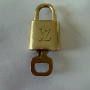 Authentic Louis Vuitton Brass Gold Padlock with Key #303 or Pendant